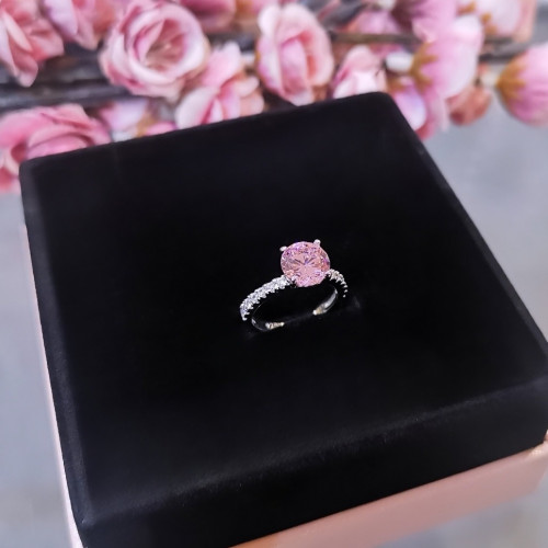 خاتم فضة عيار 925 مرصع بحجر الالماس الصناعي