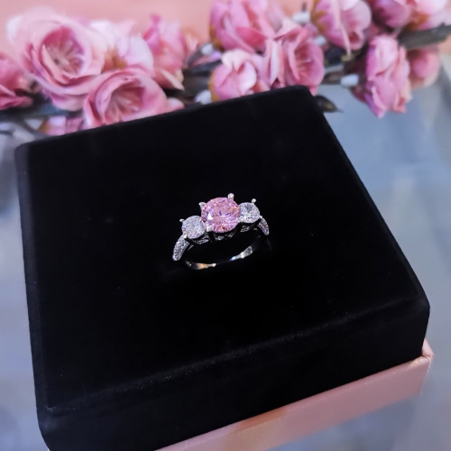 خاتم فضة عيار 925 مرصع بحجر الالماس الصناعي