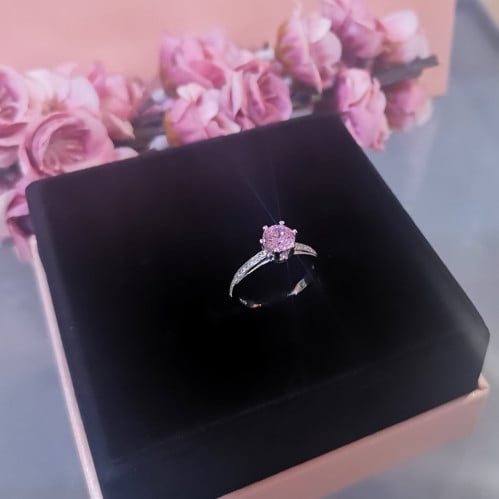 خاتم فضة عيار 925 مرصع بحجر الالماس الصناعي