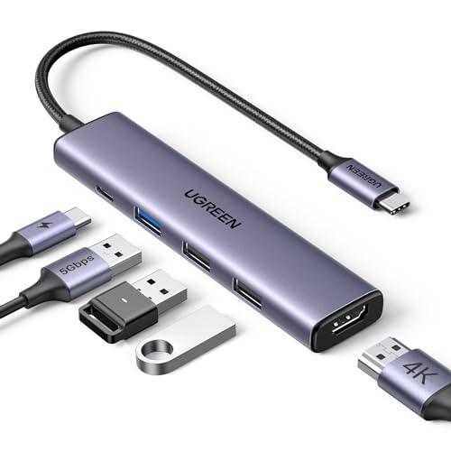 موزع UGREEN USB-C متعدد المنافذ – شحن 100 واط وHDMI بدقة 4K ونقل بيانات سريع