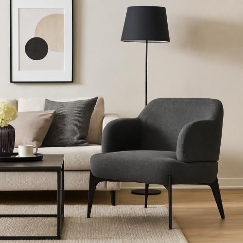 كرسي مفرد مخمل روبيرتو - رمادي