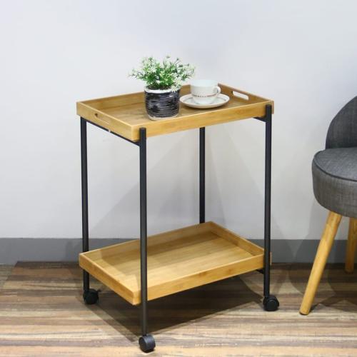Two-story mobile service cart wood and iron Lilas...