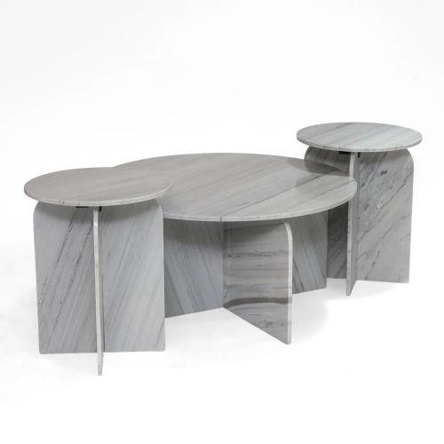 طقم طاولة قهوة وطاولات جانبية رخام طبيعي