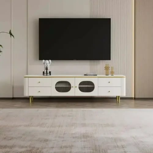 طاولة تلفزيون فيراز - 180 سم - كريمي