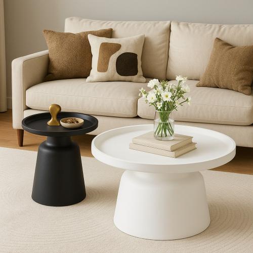 Pascal coffee table and side table - black and off-white