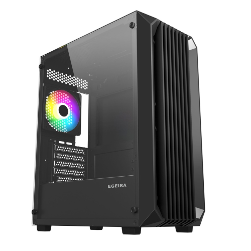 Egeira Nexus Black Micro ATX Gaming Computer Case USB3.0x1 , 4xRainbow FRGB Fans (Pre-Installed)