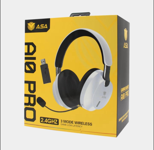 ASA A10 PRO Wireless Gaming Headset, 2.4GHz/Bluetooth 5.3/Wired 3-Mode Connectivity, 40ms Low Latency, Noise Cancelling Mic, 40+ H...