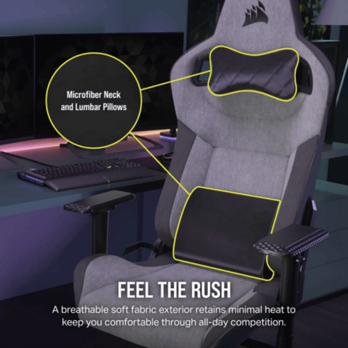Corsair T3 RUSH Fabric Gaming Chair-Grey/Charcoal