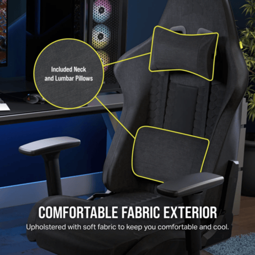 Corsair TC100 RELAXED Gaming Chair – Fabric Black/...