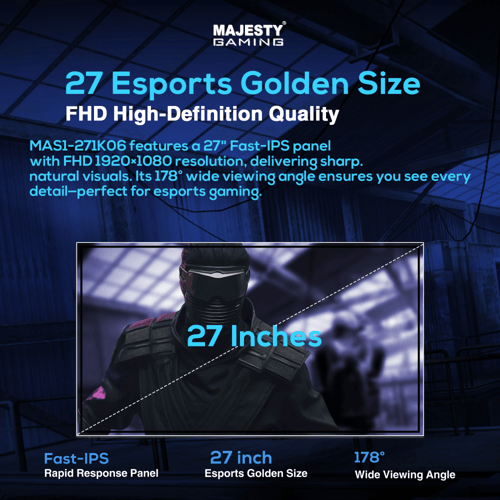 شاشة ألعاب ماجيستي 27 بوصة – FHD 1920×1080، 144Hz