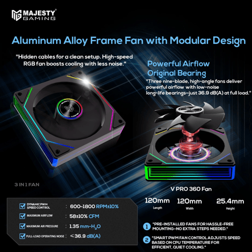 مبرد مائي ماجيستي 360mm ARGB – شاشة IPS LCD لعرض ا...