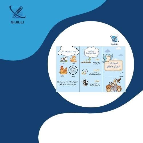 مطوية المخلوقات الحية وحاجاتها- علوم الصف ثالث ابت...