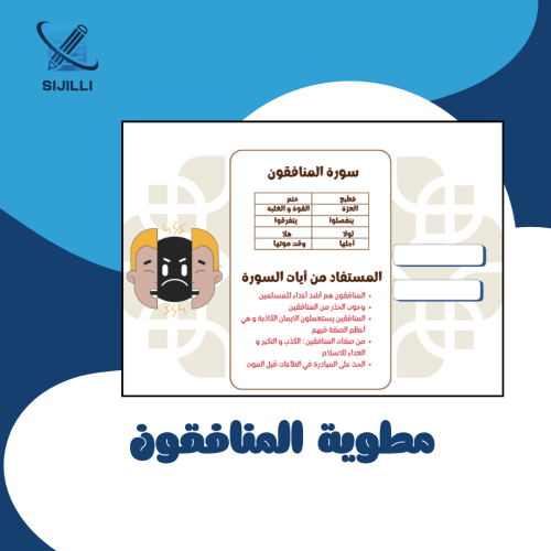 مطوية المنافقون اسلامية ثاني متوسط