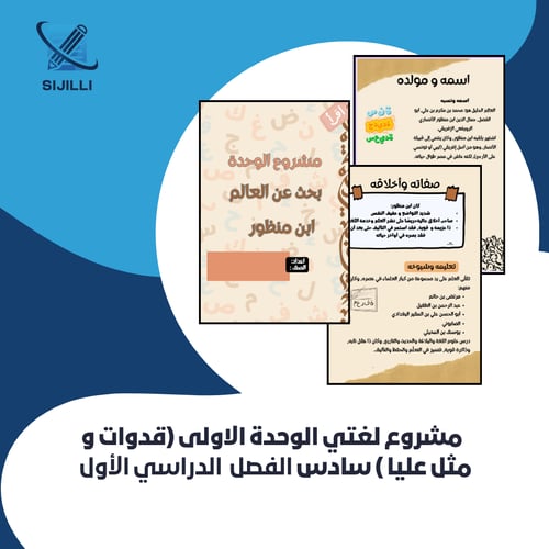 مشروع لغتي الوحدة الأولى سادس الفصل الدراسي الأول