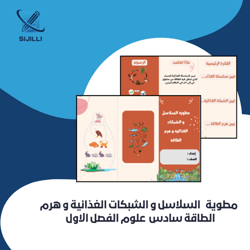 مطوية السلاسل و الشبكات الغذائية و هرم الطاقة الصف...