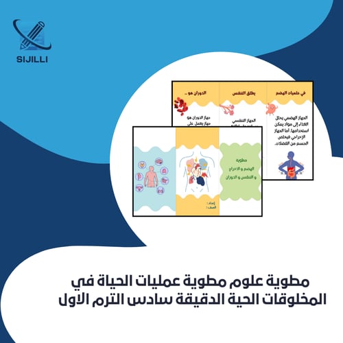 مطوية الهضم و الإخراج و التنفس و الدوران سادس الفص...