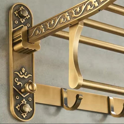 الألومنيوم طوي العتيقة النحاس منشفة استحمام رف نشط...