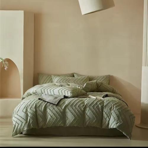 طقم سرير كينج كوين 3/4 قطعة غطاء لحاف جمالي مع زهو...