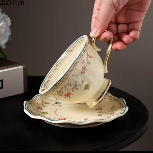 الكلاسيكية الأزهار الحواف كوب سيراميك الصحن طاولة...
