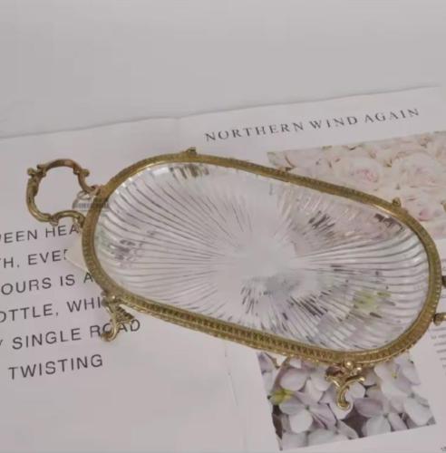 اليدوية النحاس صينية خمر الزجاج مزدوجة الأذن أطباق...