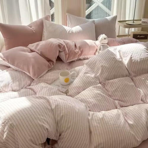 القطن الخالص غسلها شريط نمط طقم سرير بسيط Ins حاف...