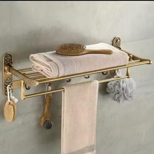 الألومنيوم طوي العتيقة النحاس منشفة استحمام رف نشط...