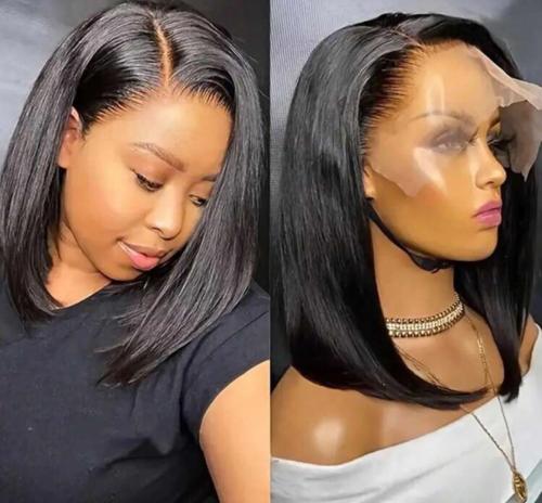 باروكة شعر طبيعي قصير إغلاق كامل من الاذن للأذن