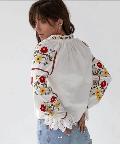 بلوزة قطنية صيفية بتطريز ملون - Colors-103