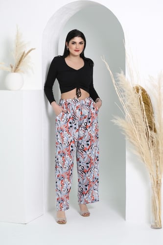 بنطلون كتان صيفي بطبعات ملونة