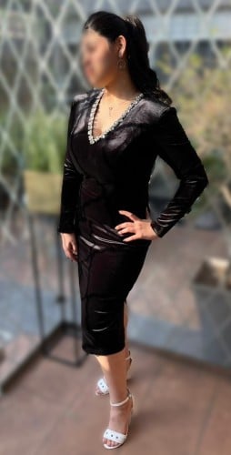 فستان قصير اسود - V3000