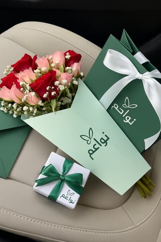 تغليف فخم مع ورد من متجر نواعم
