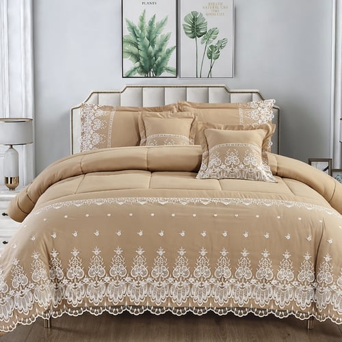 مفرش الدانتيل الفاخر نفر ونص 4 قطع