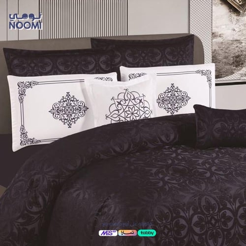 مفرش داليا 8 قطع جاكار صيفي اسود