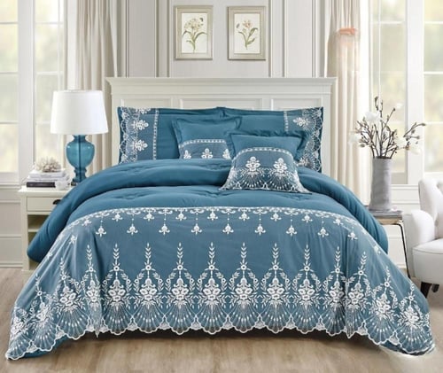 مفرش الدانتيل الفاخر نفر ونص 4 قطع