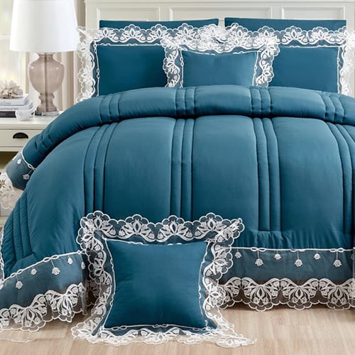 مفرش ليسا دانتيل نفر ونص 5 قطع مايكروفايبر