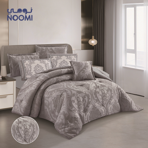 مفرش كراون مايكروفايبر مطرز نفرين 7 قطع نحاسي