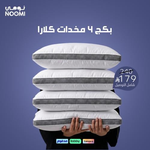 بكج ٤ مخدات كلارا مايكروفايبر - تهوية ذاتية