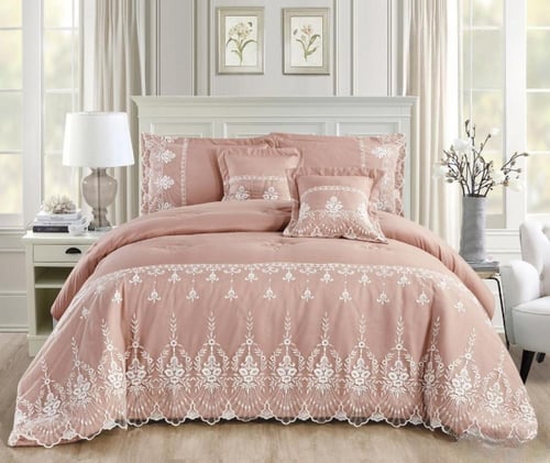 مفرش الدانتيل الفاخر نفر ونص 4 قطع