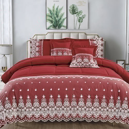 مفرش الدانتيل الفاخر نفر ونص 4 قطع