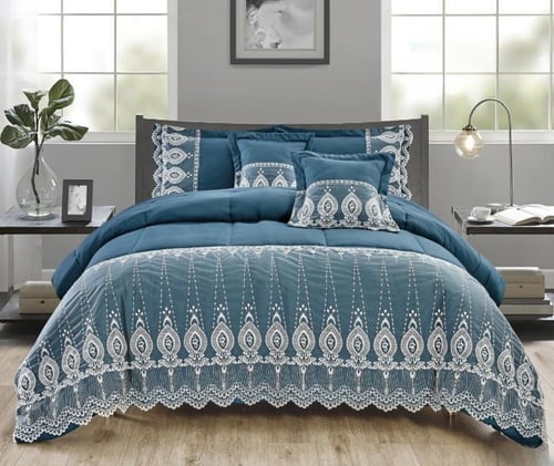 مفرش الدانتيل الفاخر نفر ونص 4 قطع