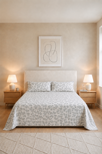 Bed sheet set "Rozy" with spring patterns and luxu...