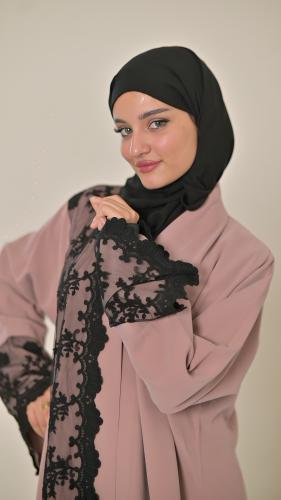 عباية ود وردي مع دانتيل اسود