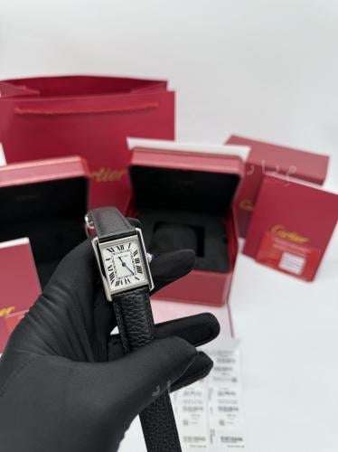 ساعة كارتير تانك جلد أسود | Cartier Tank Black Lea...