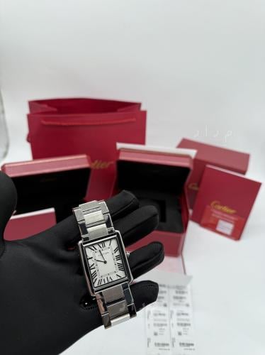 ساعة كارتير تانك سوار معدن | Cartier Tank Black