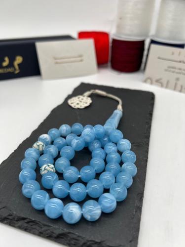 مسباح بكلايت سماوي معرق - طربزونة وفواصل نحاس