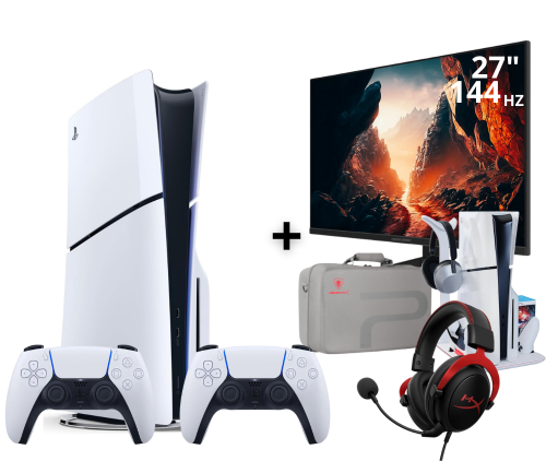 بلايستيشن 5 سليم سي دي يدتين تحكم + شاشة العاب مقا...