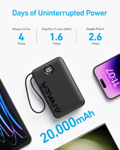 انكر - بطارية متنقلة بسعة 20000 مللي امبير وبقوة 2...