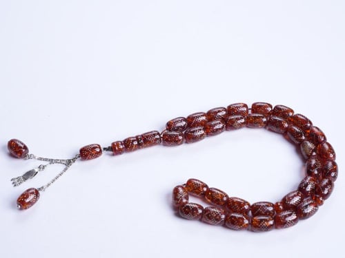 سبحة كهرمان مع فضة 1762-13-33-2