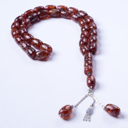 سبحة كهرمان مع فضة 1762-13-33-2