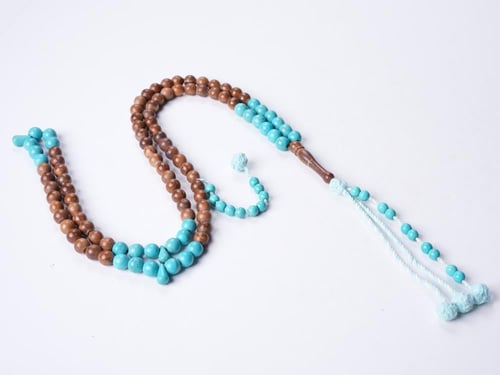 سبحة من خشب الكوك مع فيروز صناعي 1590-8-100